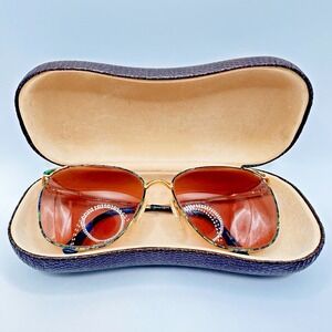 Vintage Tura eye glass Frame Mod 859 Gold Tone Metal 56 15 w Case